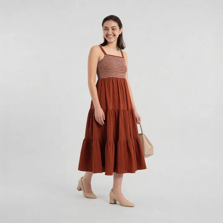 Crochet Shoulder Straps Flared Dress